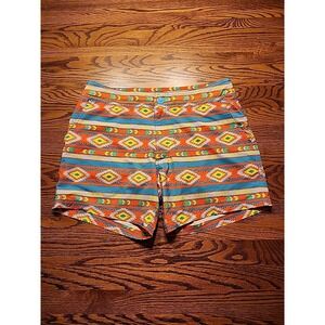 Chubbies Swim Trunks Men's Small Neon Aztec Hybrid Board Shorts 6" Inseam